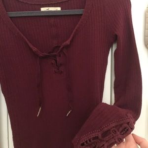 HOLLISTER long sleeve burgundy top